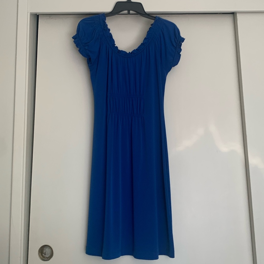 Blue peasant style dress